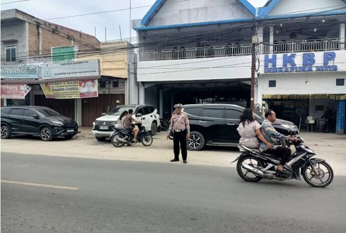  Satlantas Polres Batubara Pengamanan Ibadah Minggu di Sejumlah Gereja