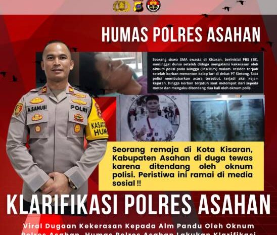  Polres Asahan Sampaikan Fakta Terkait Dugaan Kekerasan Terhadap Pandu Brata: Janji Transparansi Penyelidikan