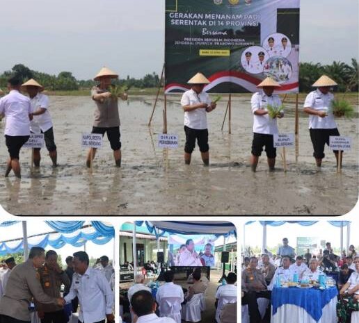  Kapolresta Deli Serdang Hadiri Gerakan Tanam Padi Serentak di Desa Pasar Miring