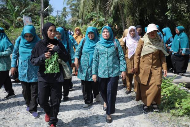  Ketua PKK Kabupaten Asahan Monitoring Lomba Hatinya PKK Tingkat Sumut di Desa Banjar