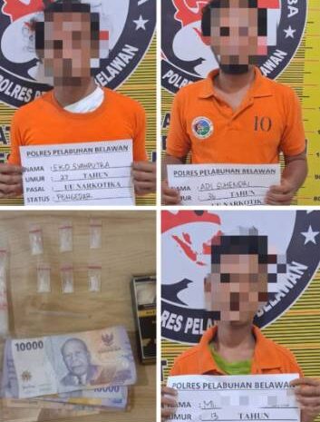  Polres Pelabuhan Belawan Gerebek Sarang Narkoba di Medan Labuhan, 4 Tersangka Ditangkap