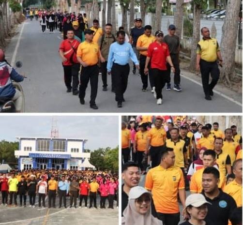  Gerak Jalan Sehat Meriahkan Hut Bhayangkara Ke-79 Polres Serdang Bedagai