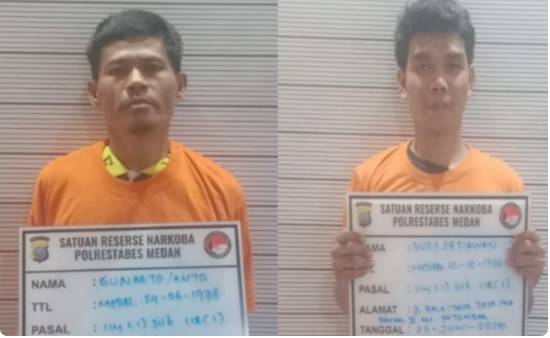  Polrestabes Medan Tangkap Dua Tersangka Pengedar Sabu di Jalan Balai Desa Marindal
