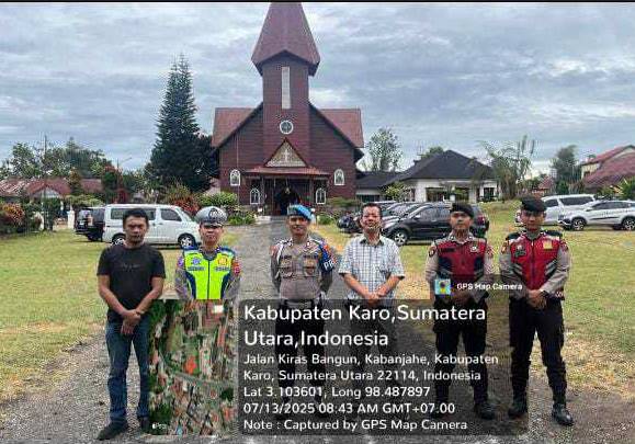  Polres Tanah Karo Amankan Ibadah Minggu di Sejumlah Gereja