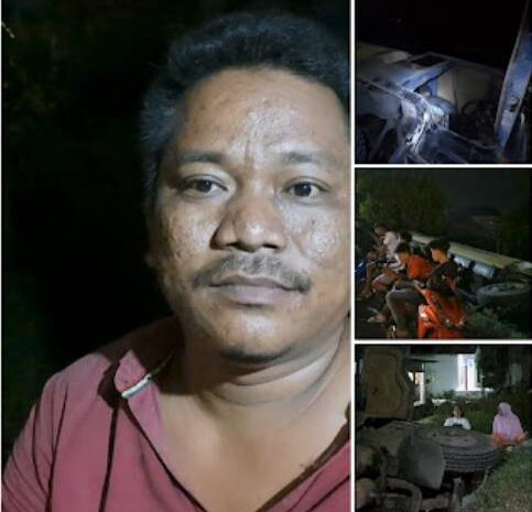  Hindari Tabrakan, Truk Tangki Terperosok Keparit Sedalam Tiga Meter