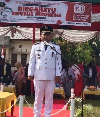  Warga Antusias Ikuti Upacara Hut Ke-80 RI di Sei Bamban