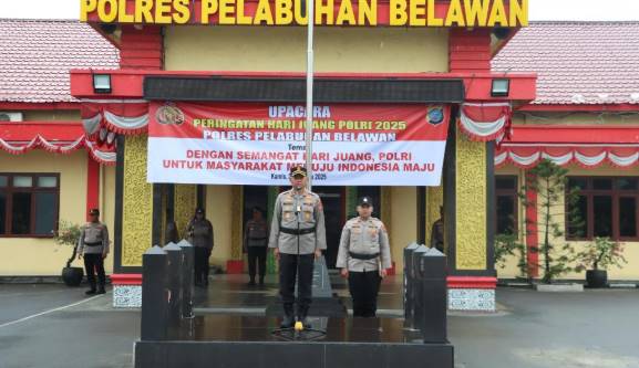  Polres Pelabuhan Belawan Gelar Upacara Peringatan Hari Juang Polri Ke-80