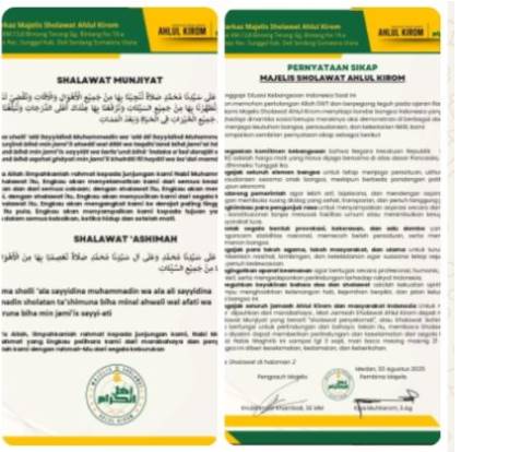  Majelis Sholawat Ahlul Kirom Serukan Persatuan Bangsa di Tengah Dinamika Indonesia