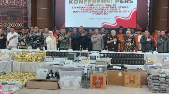  BNN RI Bersama Polda Sumut dan Polda Aceh Sita 1,7 Ton Narkotika