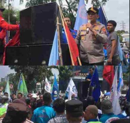  Polres Pelabuhan Belawan Kawal Pergeseran Massa Aksi Unjuk Rasa Ke Kantor Gubernur dan DPRD Sumut