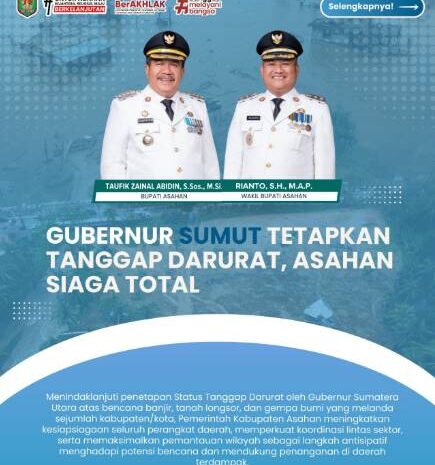  Gubernur Sumut Tetapkan Status Tanggap Darurat, Pemkab Asahan Perkuat Kesiapsiagaan