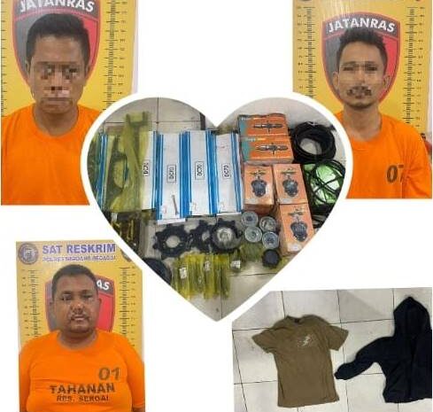  Gerak Cepat Polres Sergai, 2 Pelaku dan 1 Penadah Pencurian Alat Panen Ditangkap