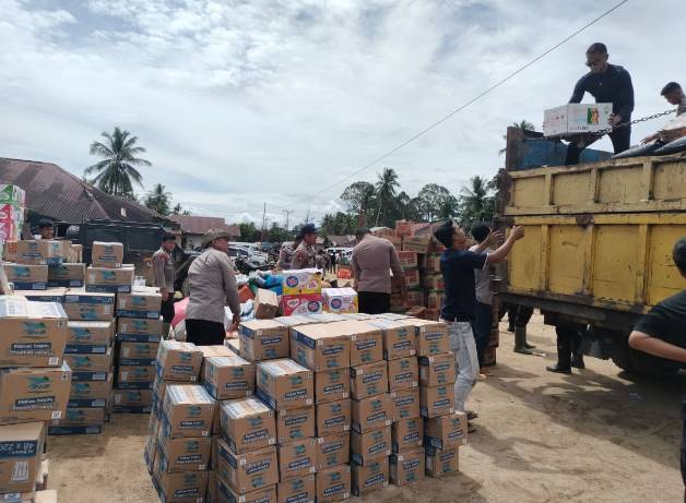  Posko Aman Nusa II Distribusikan Bantuan ke Aek Ngadol, Huta Godang dan Garoga