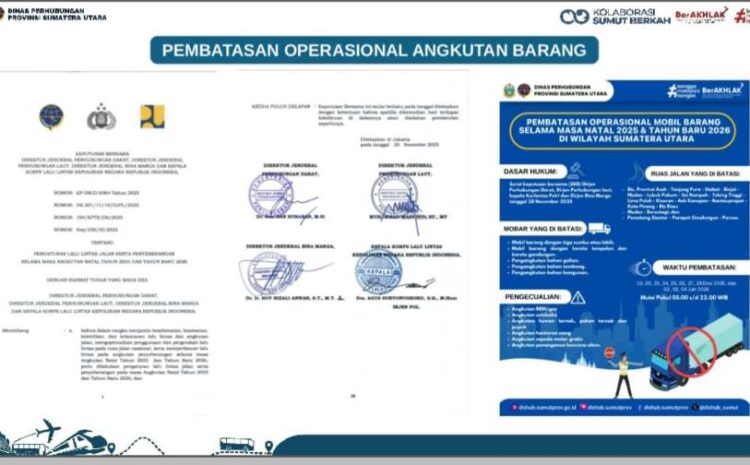  SKB Nataru 2025-2026: Polda Sumut Batasi Operasional Angkutan Barang di Sejumlah Ruas Jalan
