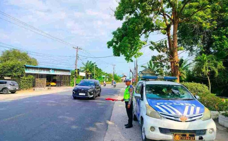  Sat Lantas Polres Batubara Beraksi, Kibas Bendera Merah di Lokasi Rawan