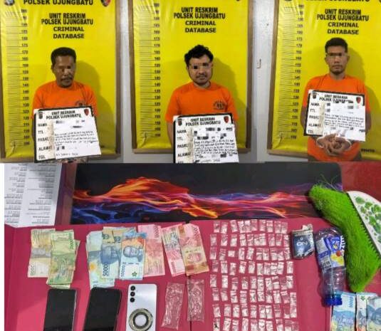  Polsek Ujungbatu Amankan 3 Pengedar Narkoba dan 79 Paket Sabu Siap Edar