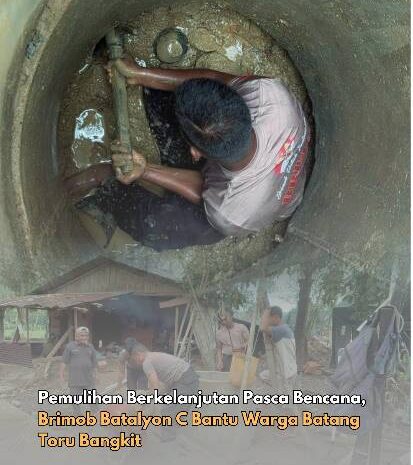  Pemulihan Berkelanjutan Pasca Bencana, Brimob Batalyon C Bantu Warga Batang Toru Bangkit