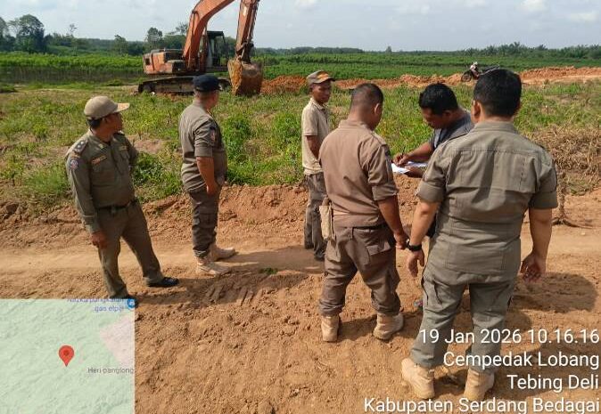  Satpol PP Sergai Hentikan Sementara Aktivitas Tambang Galian C Diduga Ilegal di Sei Rampah