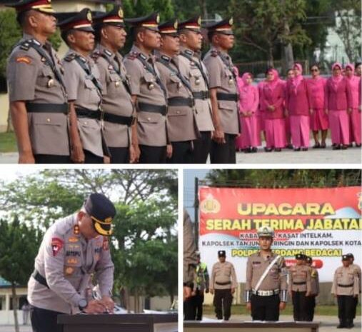  Kapolres Sergai Pimpin Sertijab Kabag Ops, Kasat Intelkam dan Dua Kapolsek