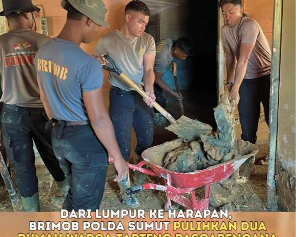  Dari Lumpur ke Harapan, Brimob Polda Sumut Pulihkan Dua Rumah Warga Tapteng Pasca Bencana