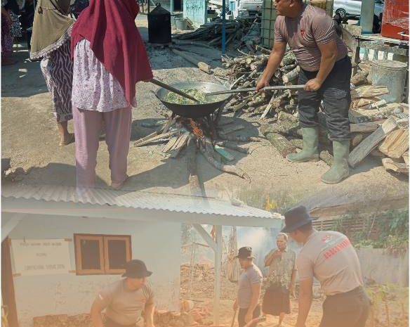  Brimob Polda Sumut Teruskan Dapur Lapangan dan Pembersihan Rumah Warga di Batang Toru
