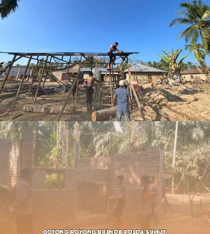  Gotong Royong Brimob Polda Sumut, Rumah Warga dan Sumur Masjid Aek Ngadol Mulai Pulih