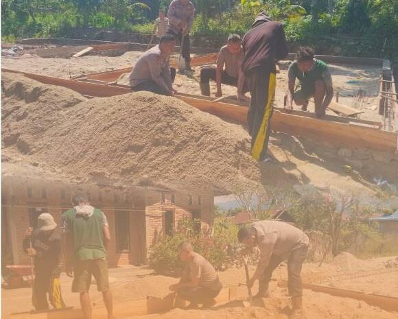  Gotong Royong di Tengah Pemulihan, Brimob Bangun Rumah Korban Banjir Bersama Warga