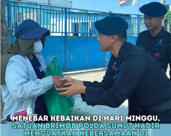  Tebar Kebaikan di Hari Minggu, Satuan Brimob Polda Sumut Hadir Kuatkan Kebersamaan di Tengah Masyarakat