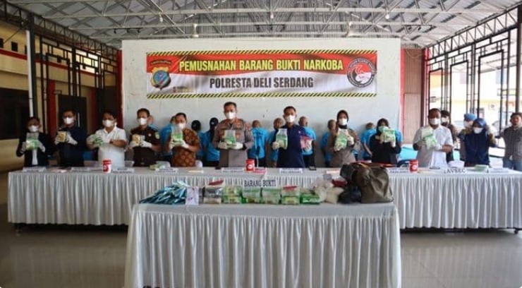  Polresta Deli Serdang Musnahkan 34 Kg Sabu, Ganja dan Ratusan Ekstasi dari 9 Kasus Narkoba