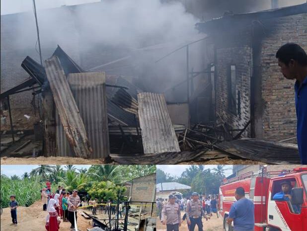  Polsek Dolok Masihul Cek TKP Kebakaran Rumah, Diduga Api Berasal Dari Konsleting Listrik