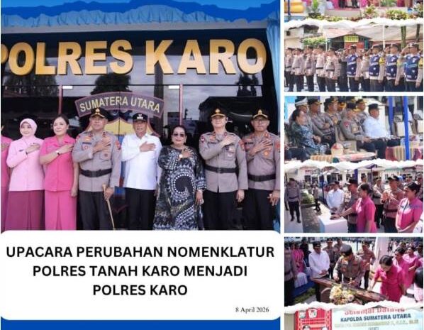  Bupati Karo Hadiri Upacara Perubahan Nomenklatur Polres Tanah Karo Menjadi Polres Karo