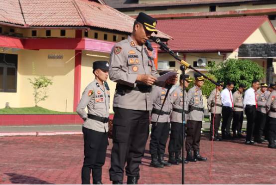  Polres Nias Gelar Upacara Sertijab Kabag SDM, Kasat Intelkam, Kasat Binmas Serta Dua Kapolsek