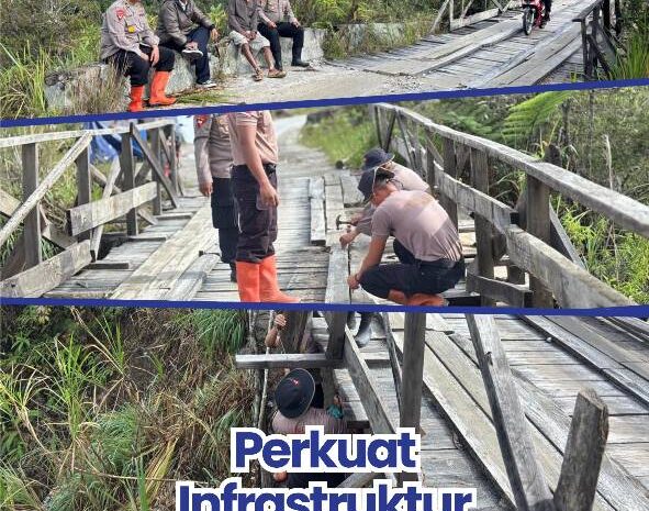  Perkuat Infrastruktur Desa, Brimob Sumut Lakukan Perbaikan Jembatan Gotting