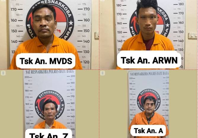  Polres Batu Bara Gagalkan Peredaran Sabu di 3 Lokasi, 4 Pria Diamankan
