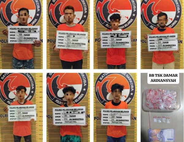  Polres Pelabuhan Belawan Tangkap 2 Pengedar dan 5 Pengguna Sabu