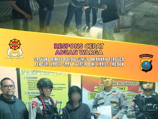  Satuan Brimob Polda Sumut Amankan Terduga Pencuri Kabel Saat Patroli Dini Hari di Medan