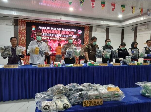  Polres Asahan Amankan Dua Tersangka dan Sabu Sebesar 9 Kg