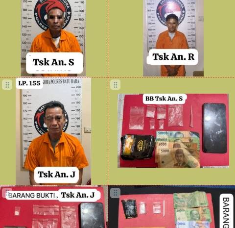  Jaringan Sabu Dibongkar, 3 Pelaku Diamankan Polres Batu Bara di Nibung Hangus, Sei Balai dan Laut Tador