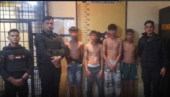  Tim Macan Ringkus Empat Remaja Tawuran Gunakan Sajam di Belawan