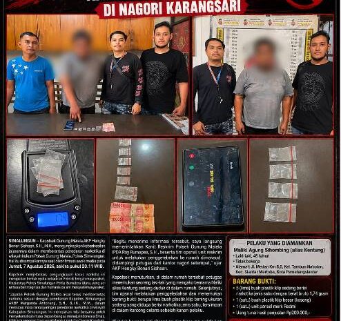  Gerebek Rumah di Simpang Kawit, Polsek Gunung Malela Tangkap Pengedar Sabu dari Pematangsiantar