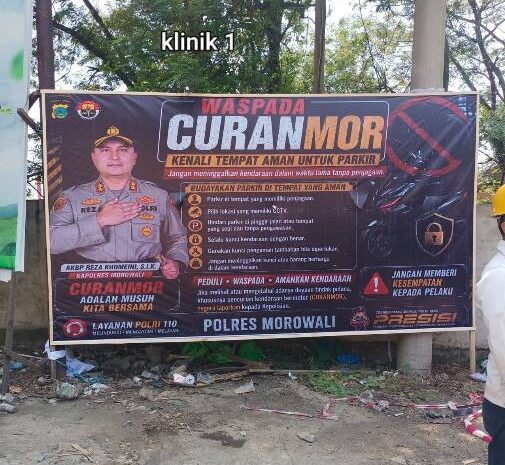  Cegah Curanmor, Polres Morowali Pasang Baliho Imbauan di 12 Titik Parkiran Kawasan PT IMIP