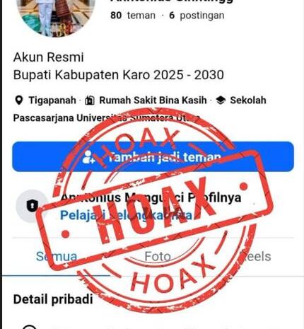  Pemkab Karo Tegaskan Akun Facebook “Anntonius Ginntingg” Adalah Palsu dan Hoaks