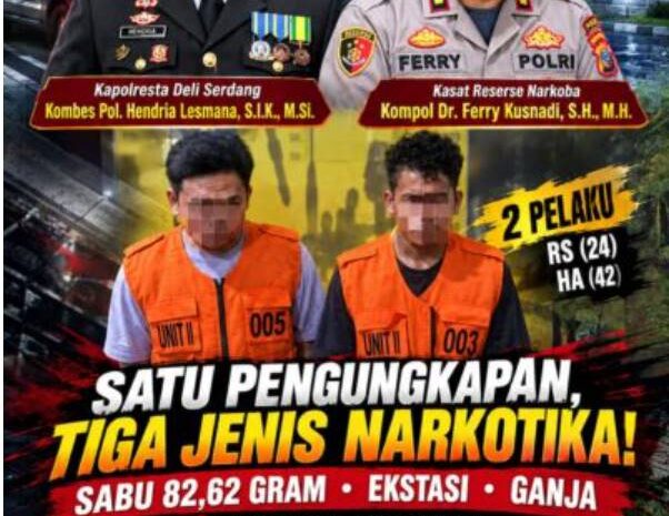  Polresta Deli Serdang Tangkap Pengedar Beserta 82,62 Gram Sabu, Ekstasi dan Ganja