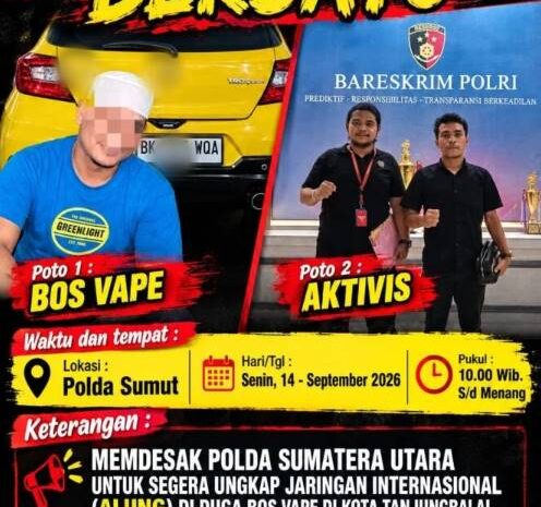  GAB Desak Polda Sumut dan Interpol Libas Jaringan Internasional Vape “Getar” di Tanjungbalai
